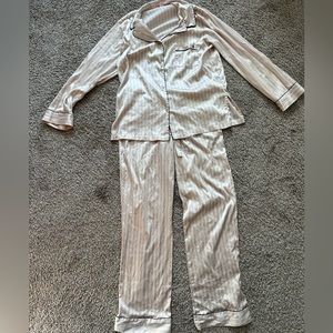 Victoria’s Secret silk pink and white stripe pajama set
